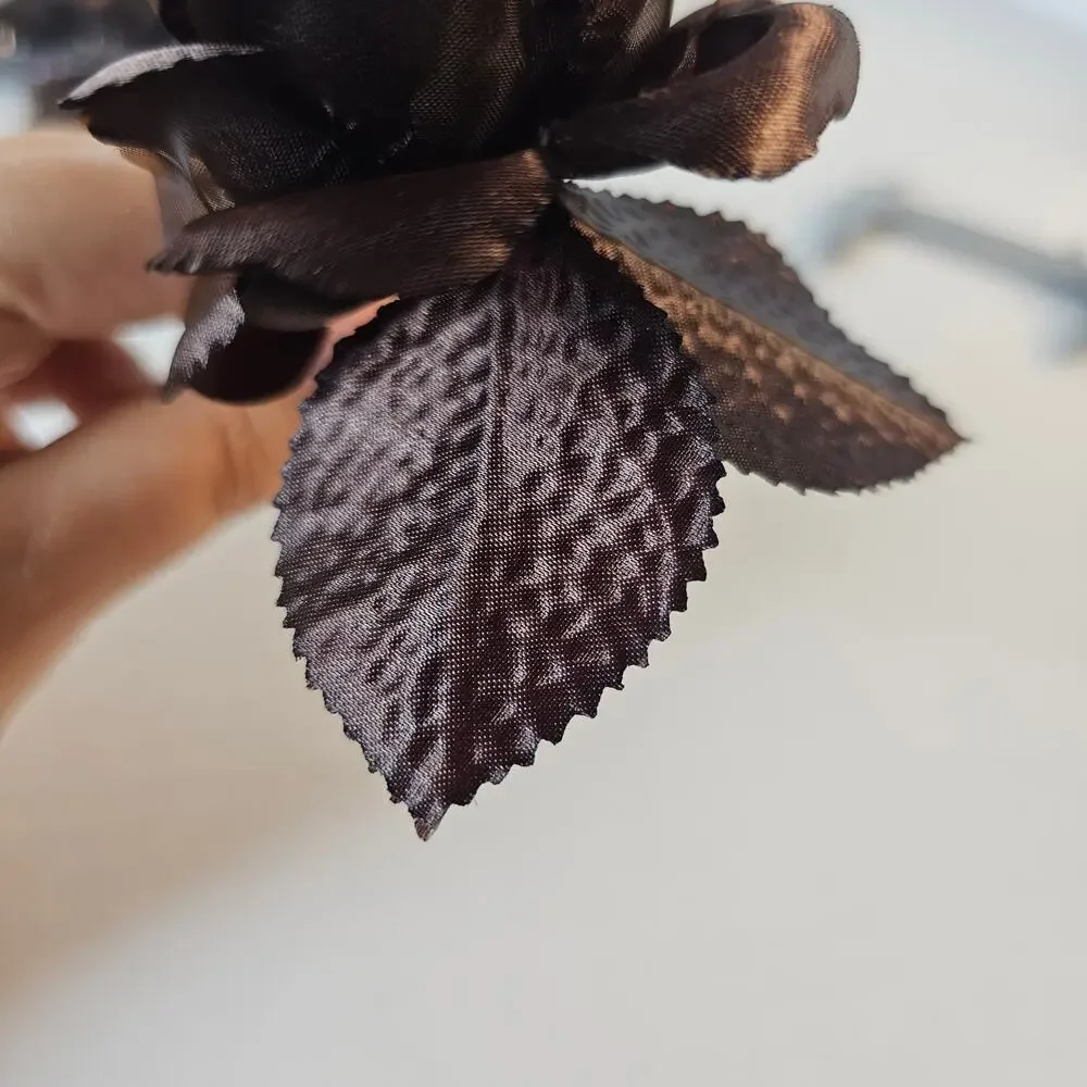 14 Chocolate Brown Silk Rose Picks 2.5in Artificial Flowers Wedding Floral Craft